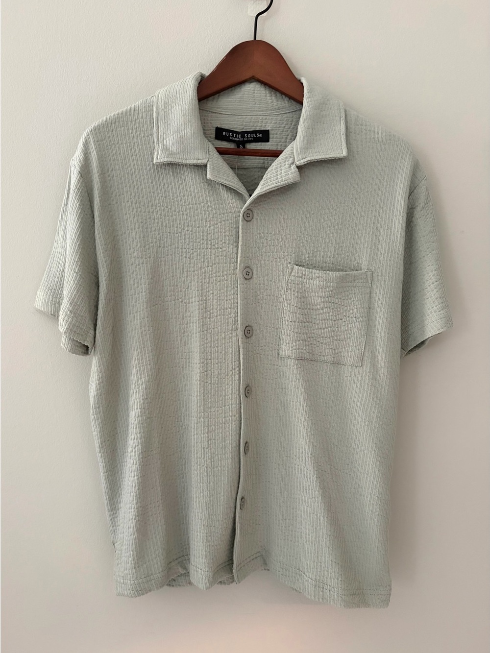 Short Sleeve Textured Shirt Soft Sage Green Men’s S Comfy Summer by Rustic Souls